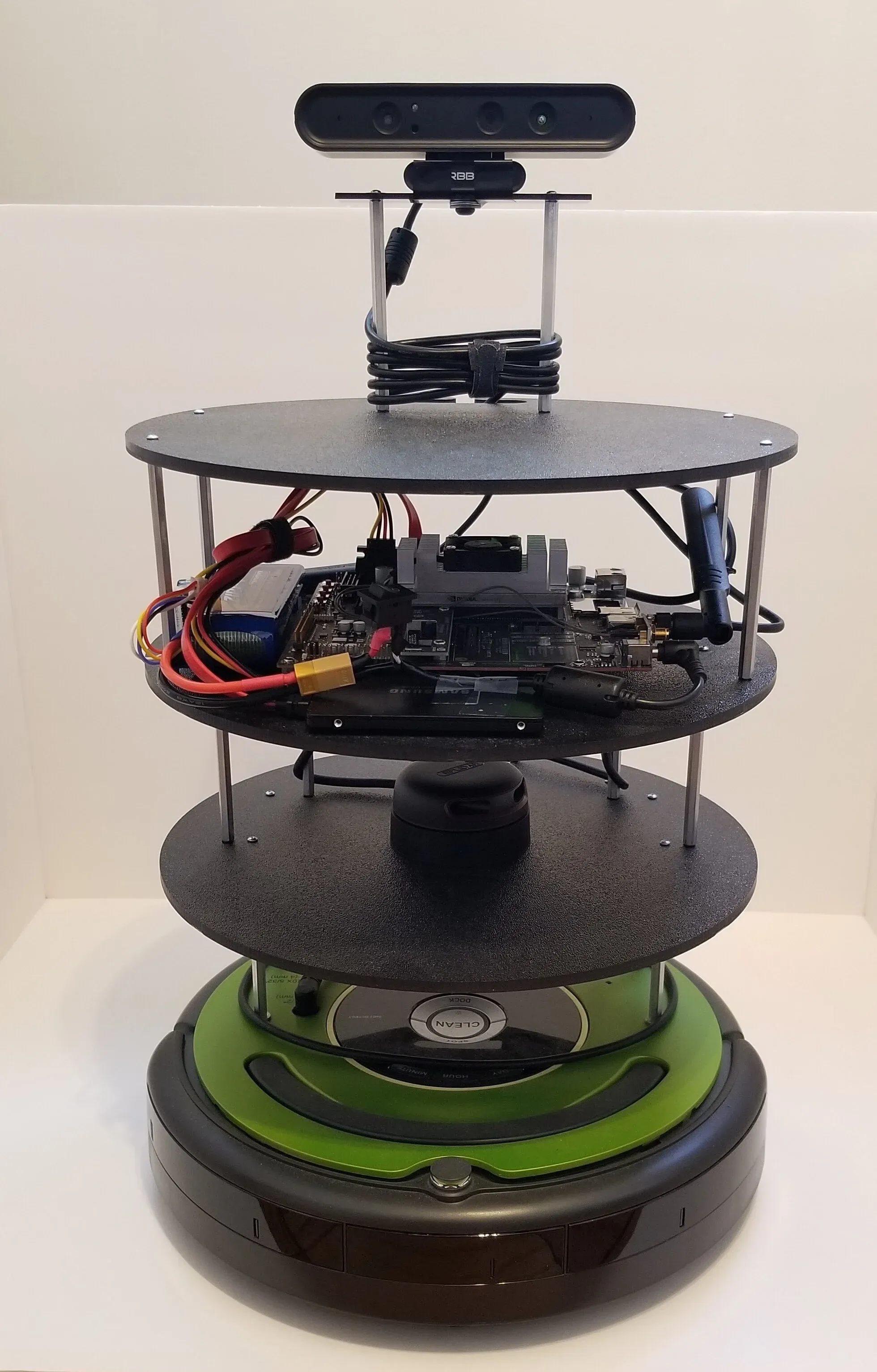 JetsonBot on an iRobot Create base with its onboard computer and sensors.